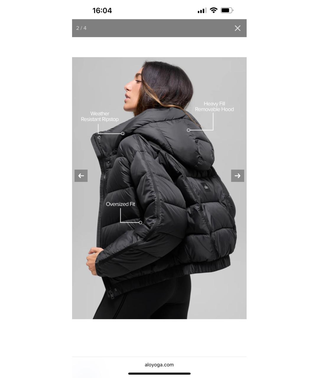 ALO YOGA Черный полиэстеровый пуховик, фото 7