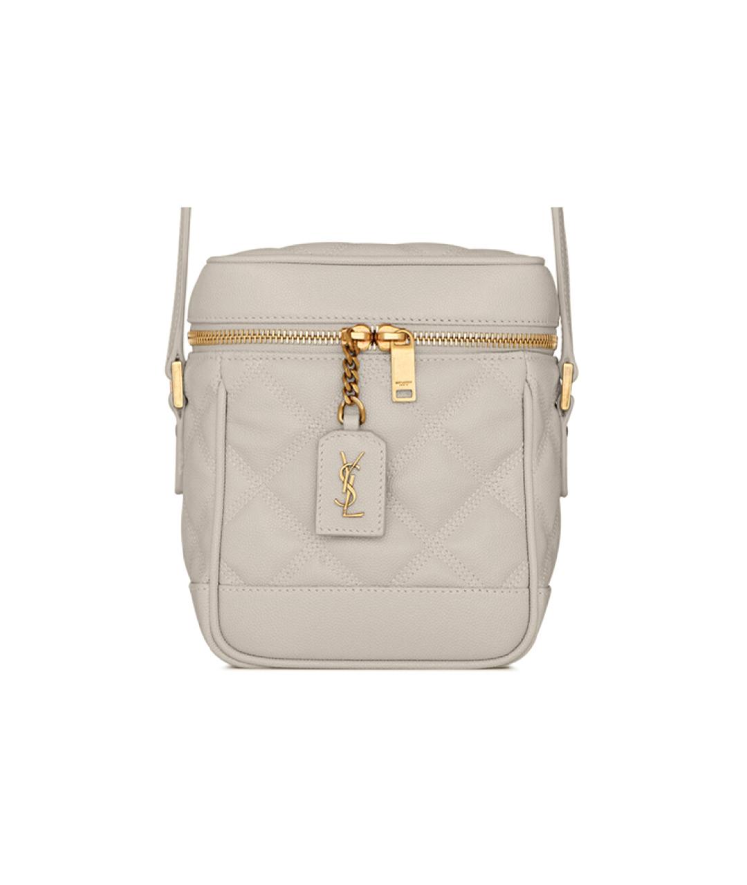 SAINT LAURENT Бежевая кожаная сумка через плечо, фото 2