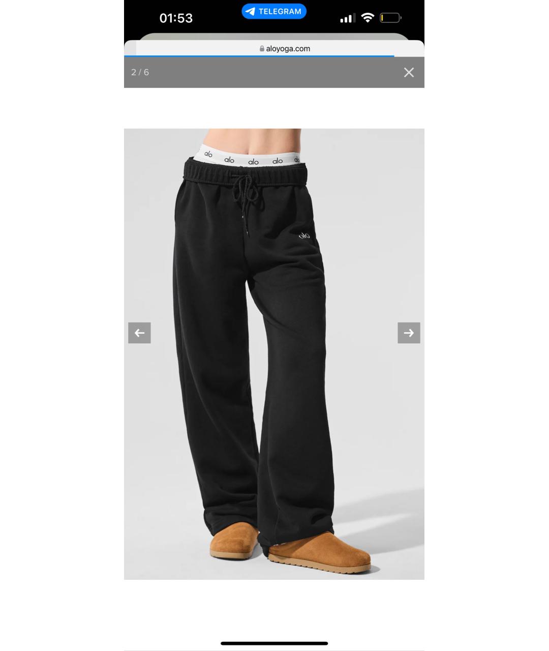 ALO YOGA Черные хлопковые спортивные брюки и шорты, фото 5