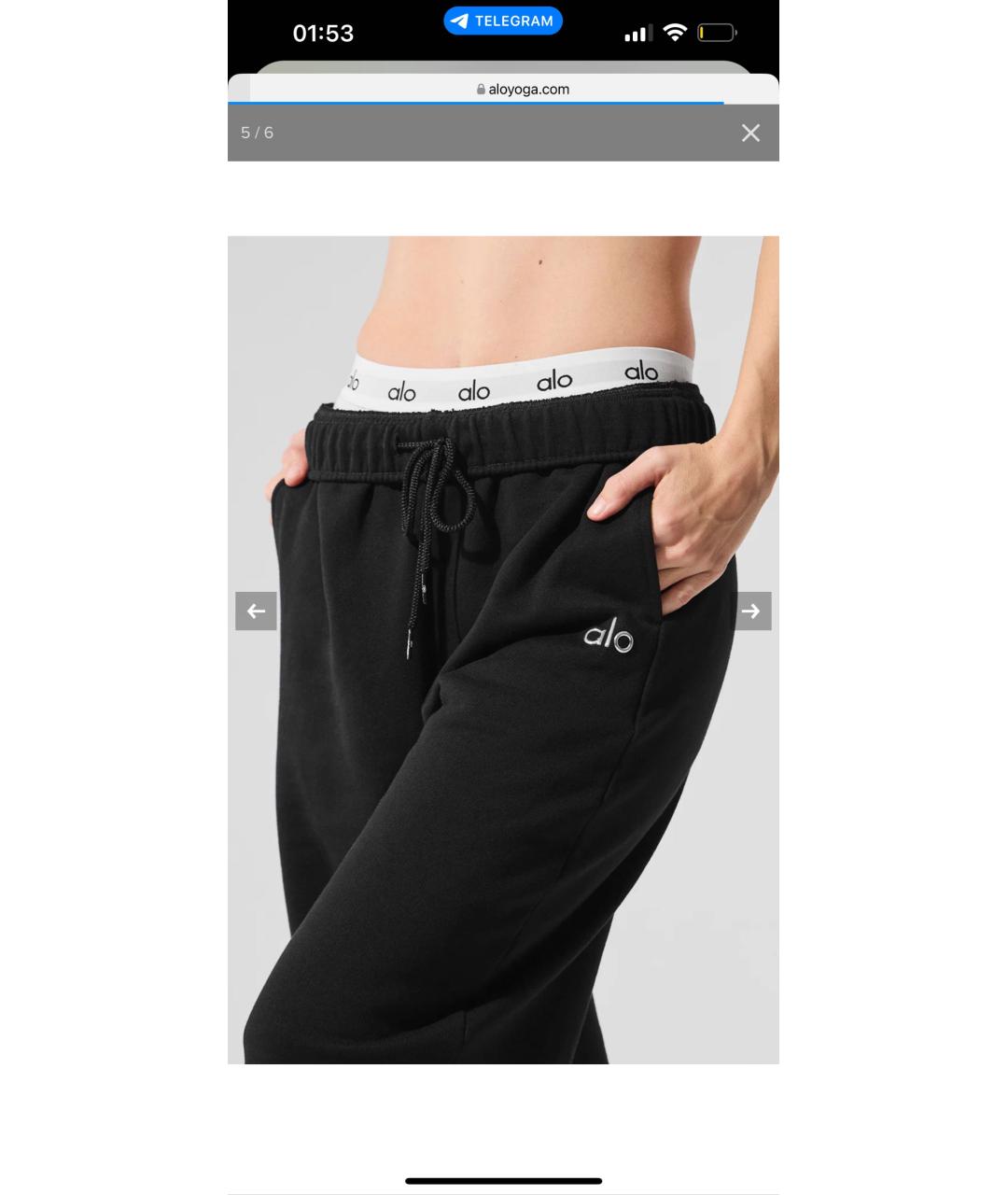 ALO YOGA Черные хлопковые спортивные брюки и шорты, фото 3