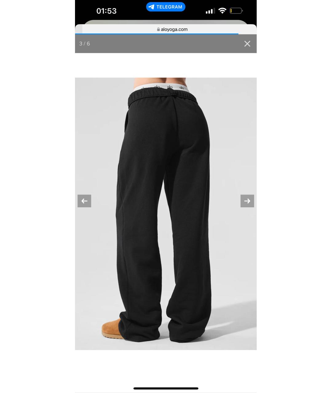 ALO YOGA Черные хлопковые спортивные брюки и шорты, фото 2