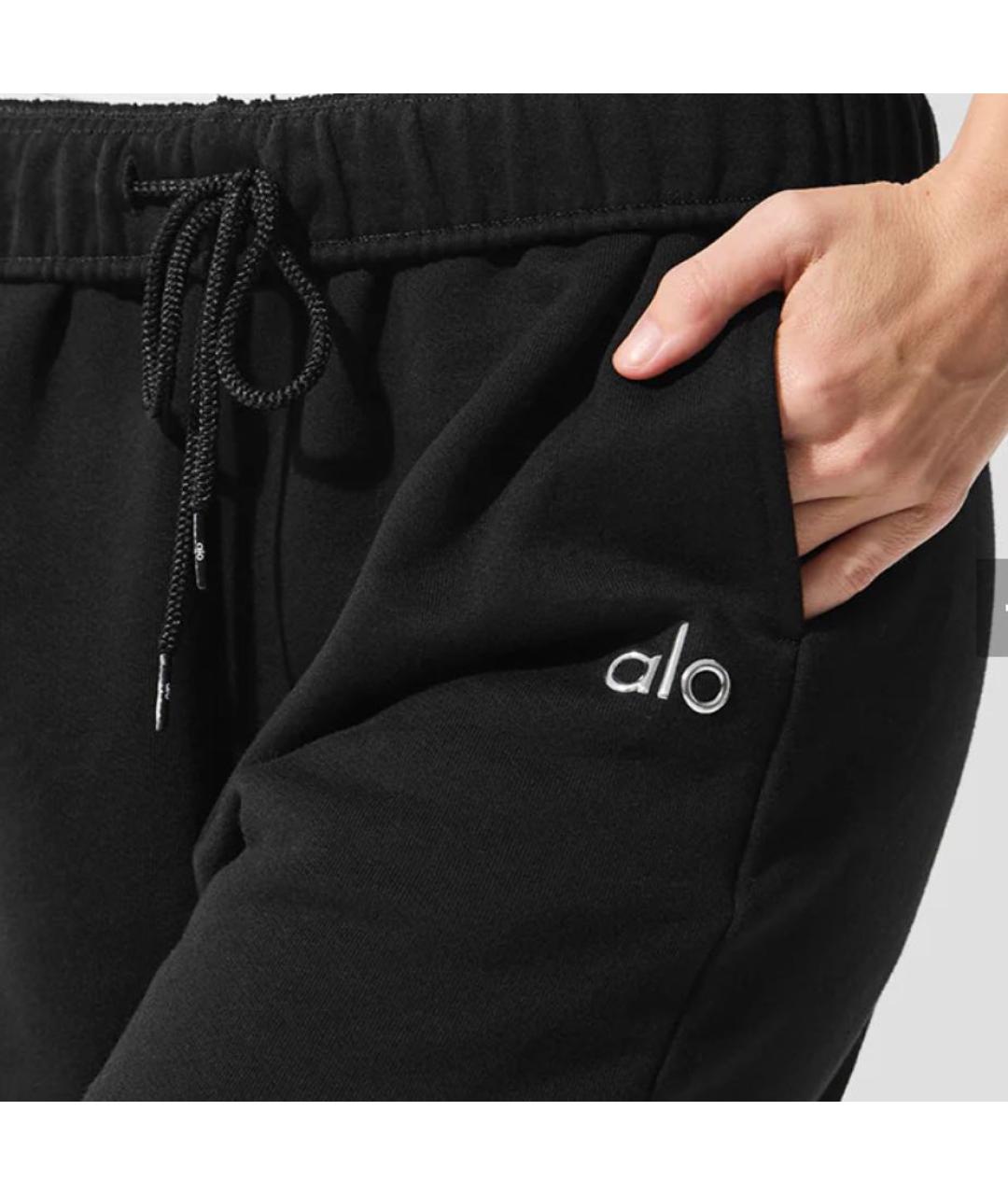 ALO YOGA Черные хлопковые спортивные брюки и шорты, фото 4