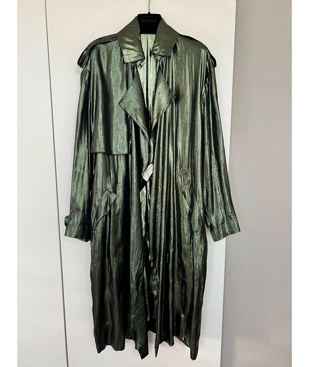 LANVIN Зеленый вискозный тренч/плащ, фото 9