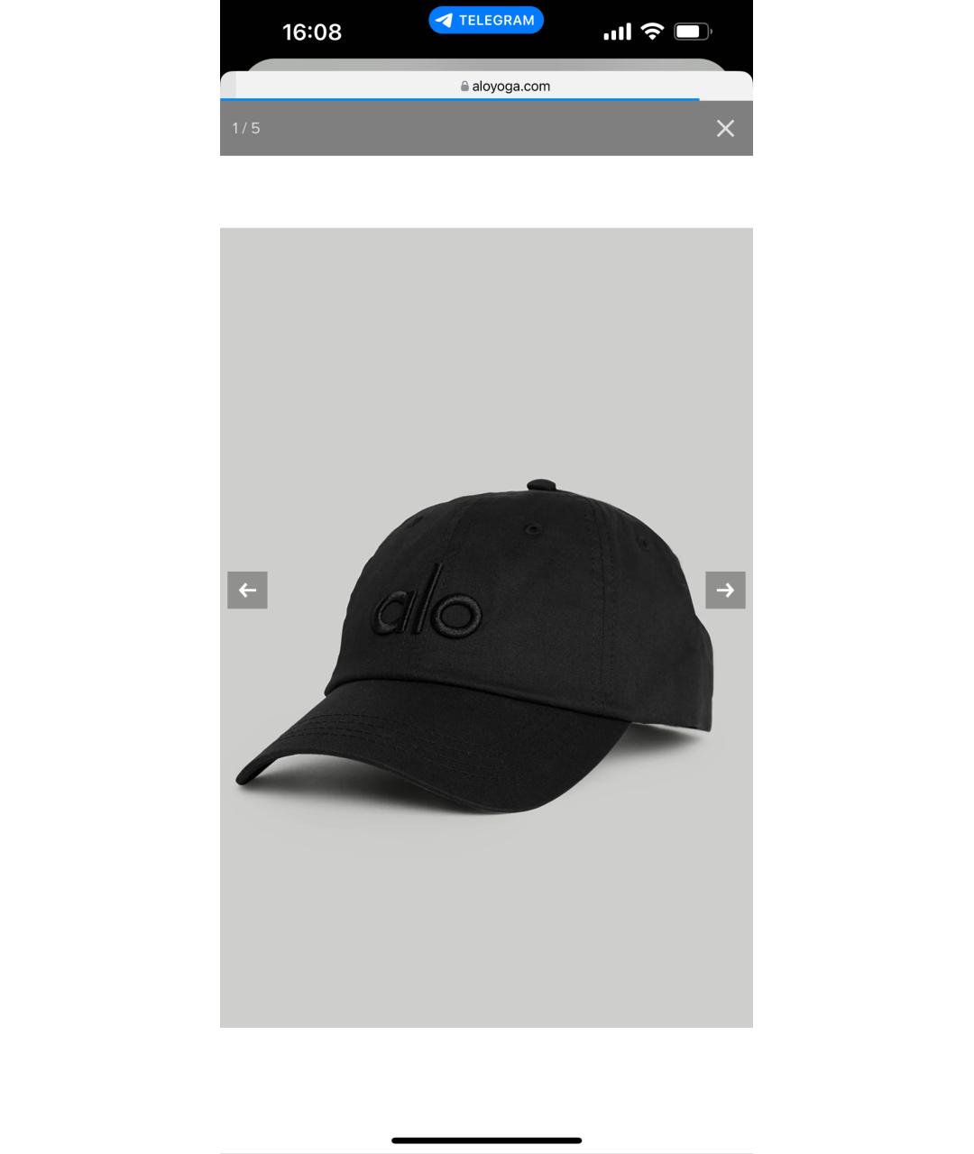 ALO YOGA Черная хлопковая кепка, фото 3