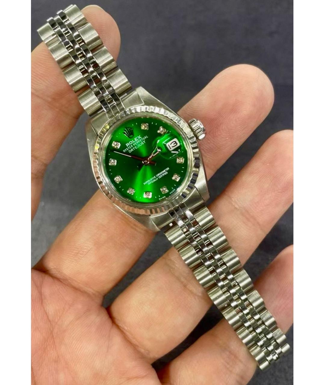 ROLEX Зеленые металлические часы, фото 3