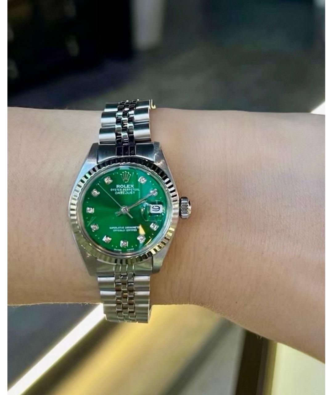 ROLEX Зеленые металлические часы, фото 7