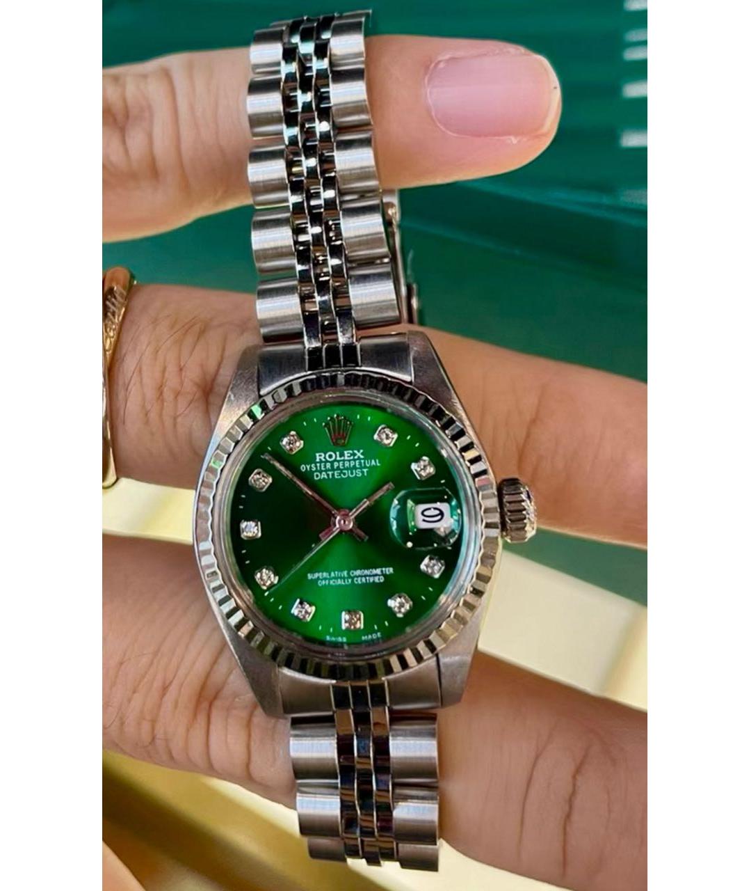 ROLEX Зеленые металлические часы, фото 4