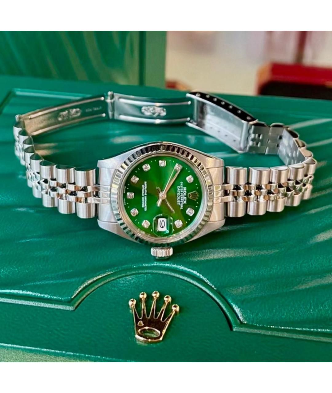 ROLEX Зеленые металлические часы, фото 5