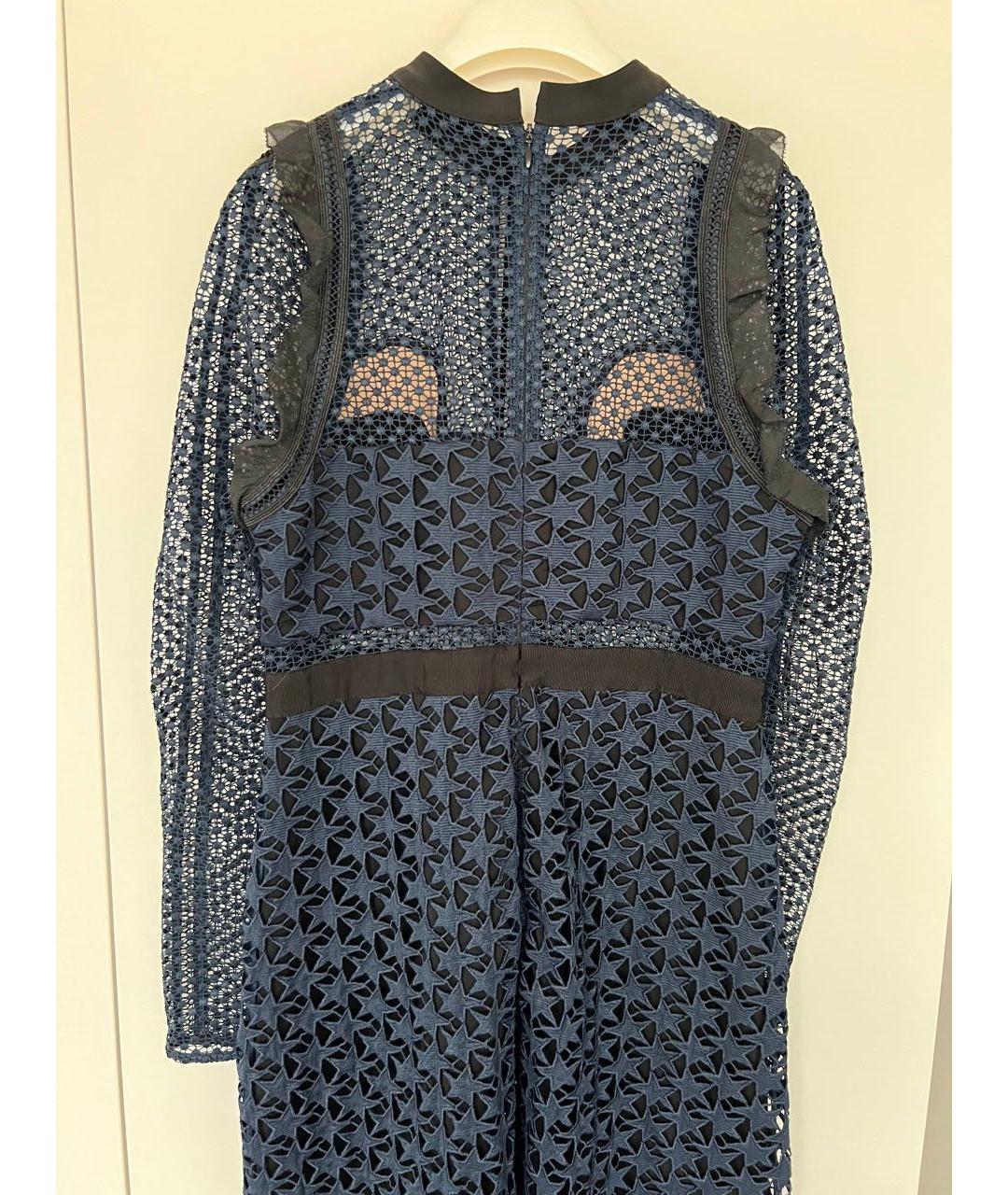 SELF-PORTRAIT Темно-синее хлопковое коктейльное платье, фото 4