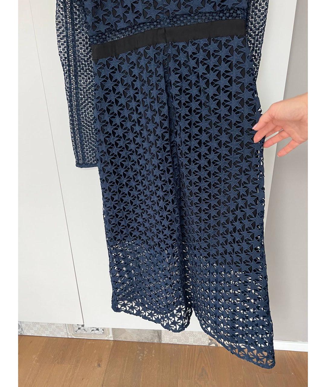 SELF-PORTRAIT Темно-синее хлопковое коктейльное платье, фото 3