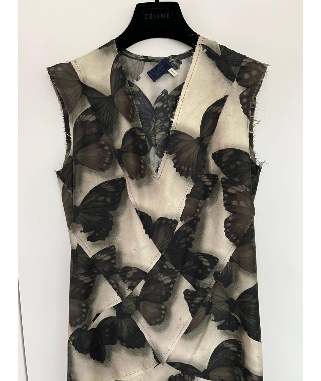 LANVIN Антрацитовое шелковое повседневное платье, фото 4