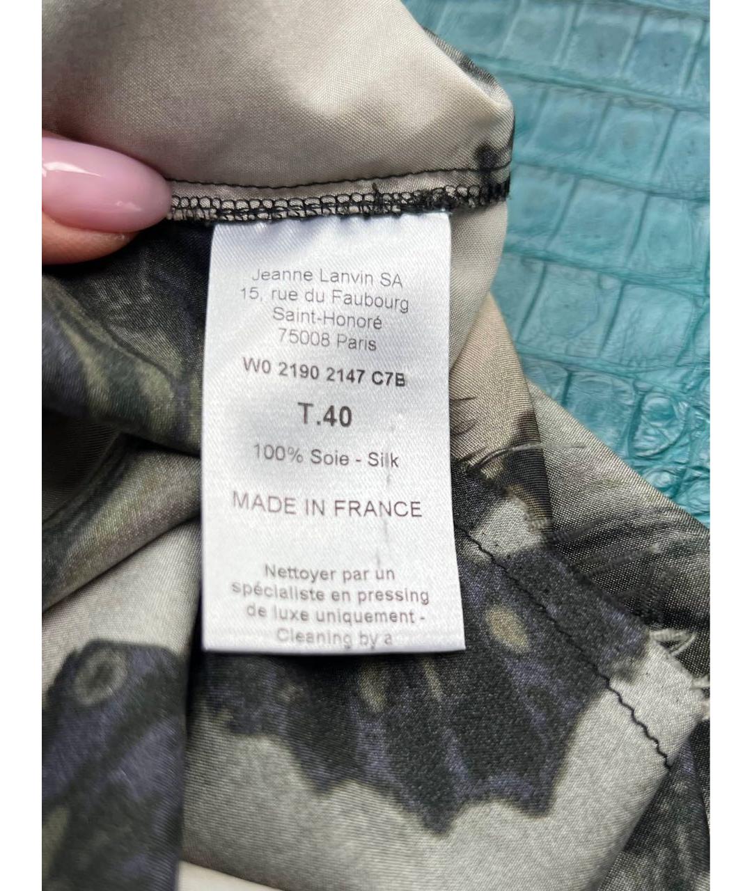 LANVIN Антрацитовое шелковое повседневное платье, фото 6