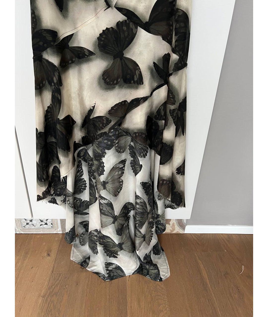 LANVIN Антрацитовое шелковое повседневное платье, фото 3