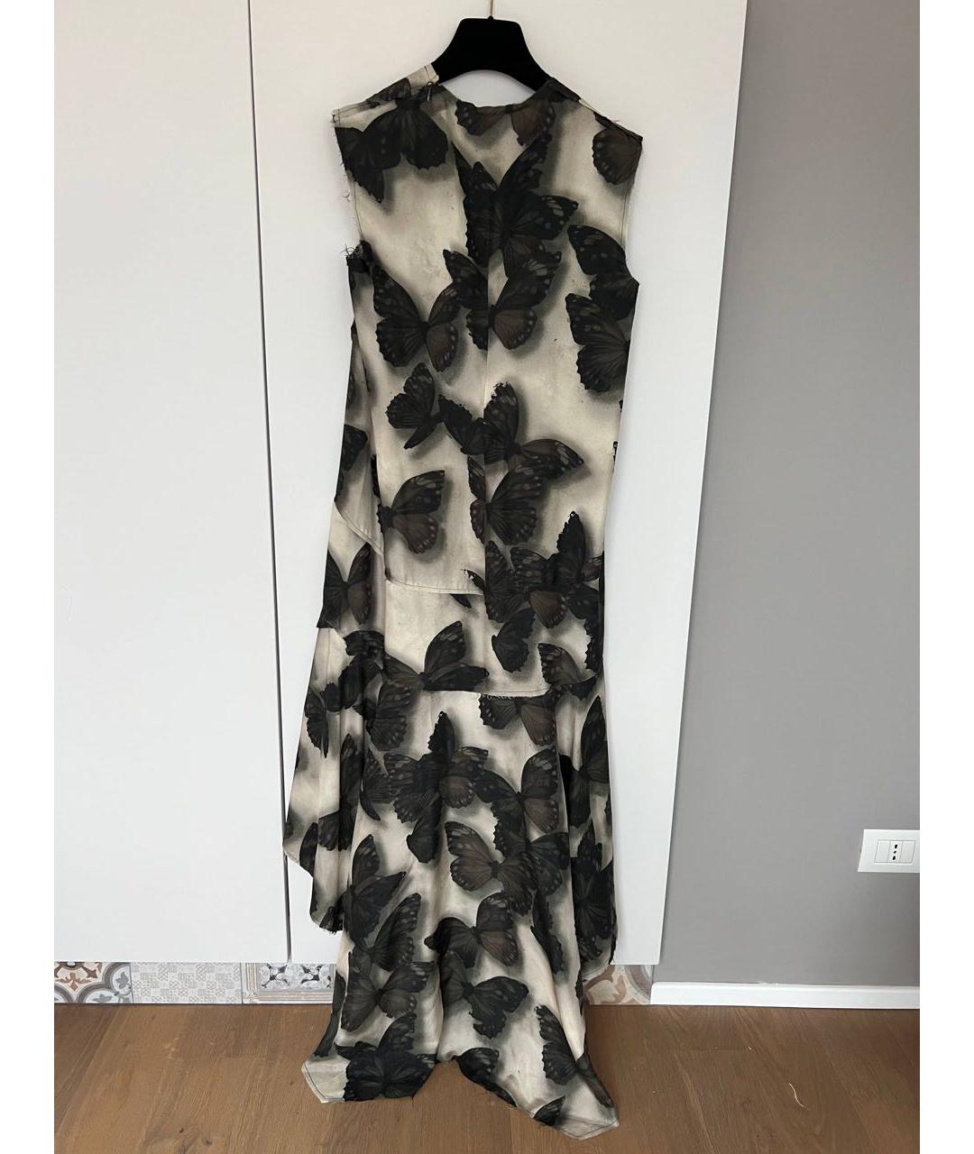 LANVIN Антрацитовое шелковое повседневное платье, фото 2