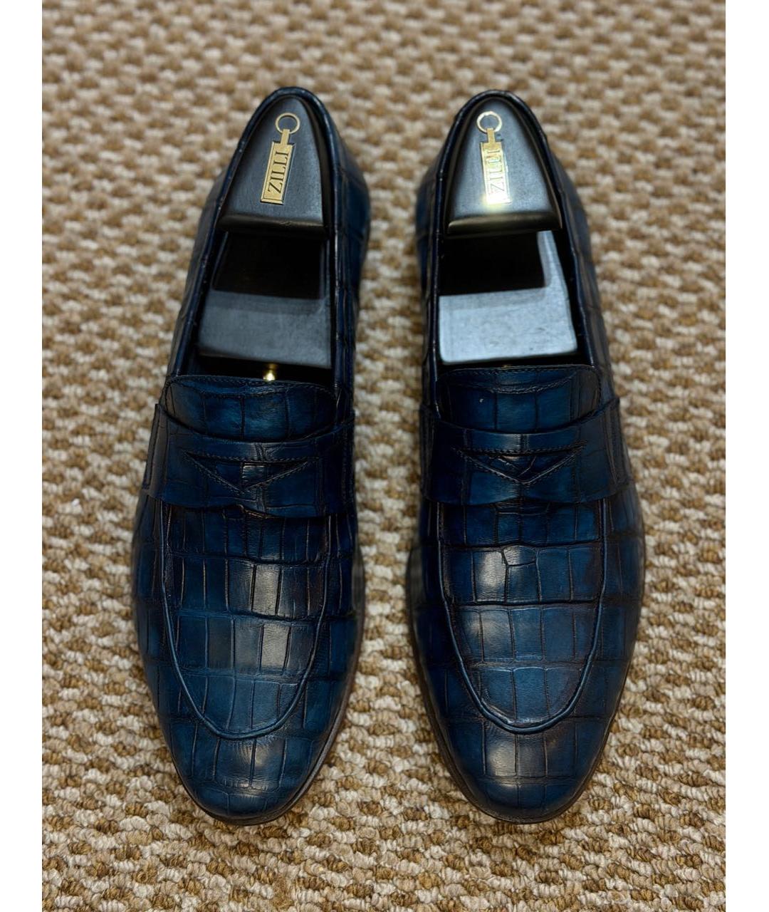 BARRETT Темно-синие лоферы из экзотической кожи, фото 6