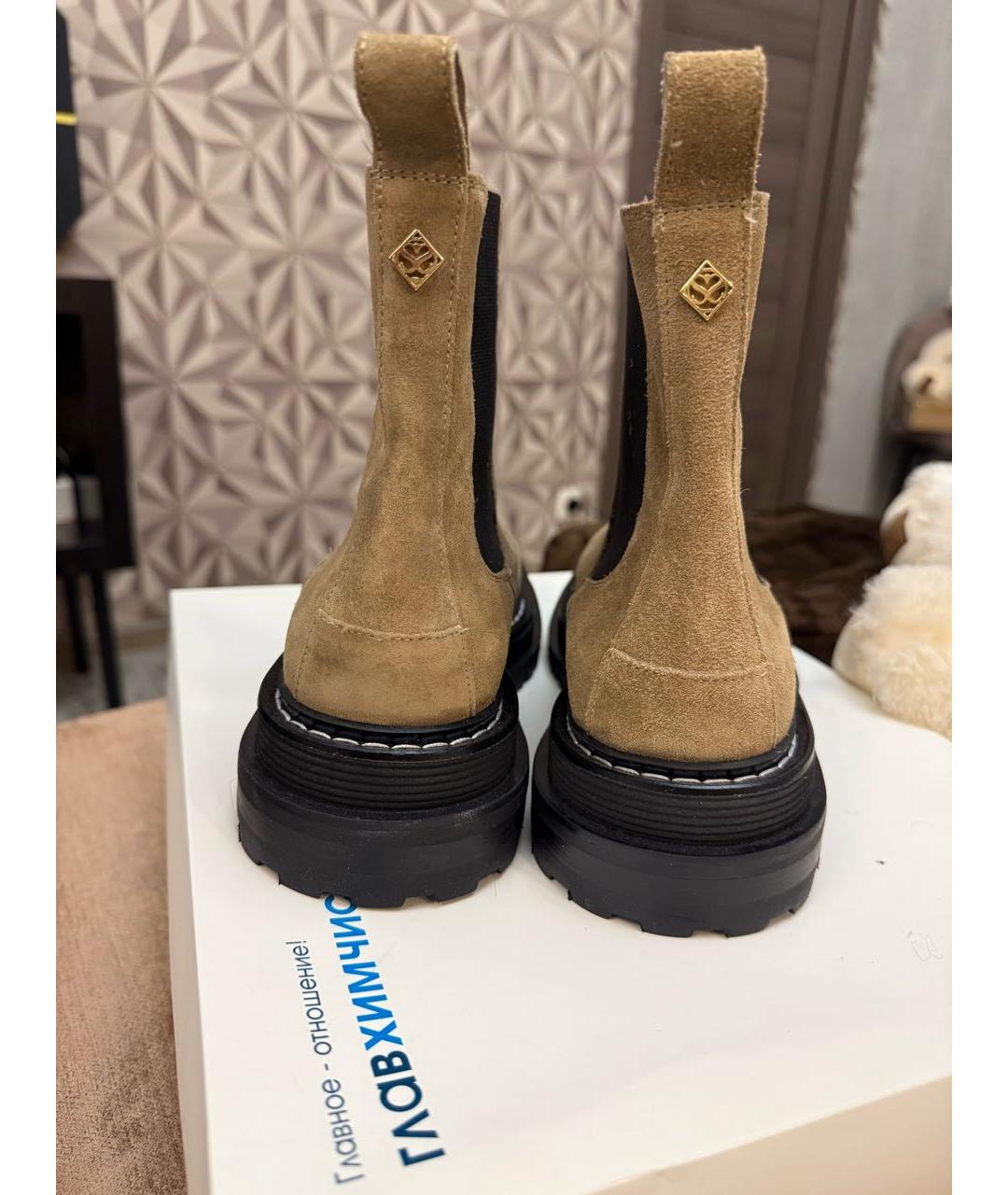 SANDRO Хаки замшевые ботинки, фото 4