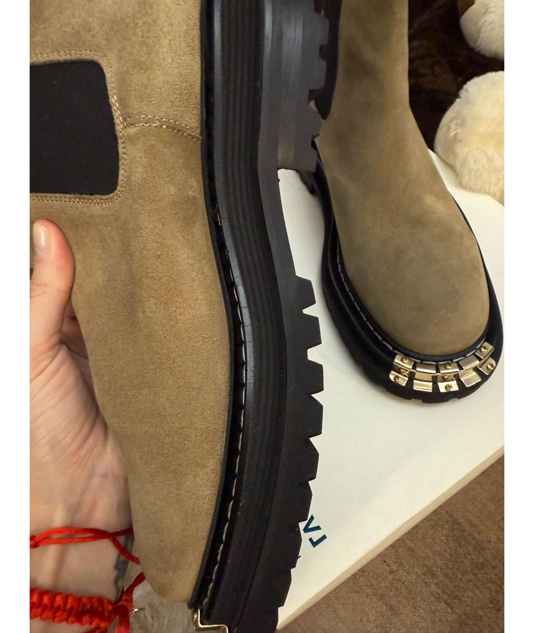 SANDRO Хаки замшевые ботинки, фото 6