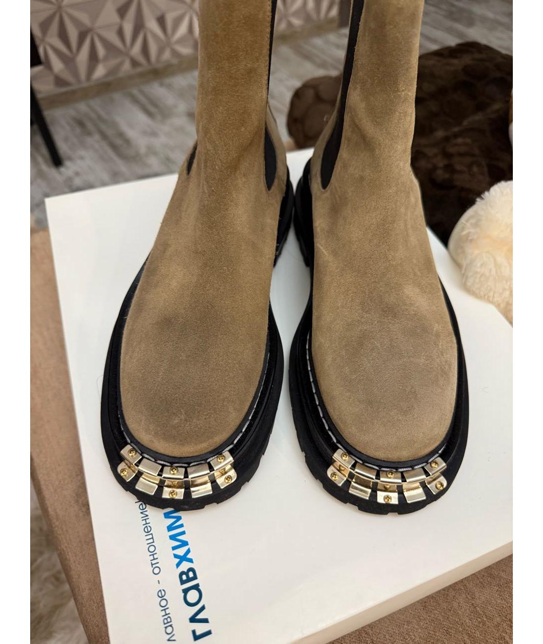 SANDRO Хаки замшевые ботинки, фото 3