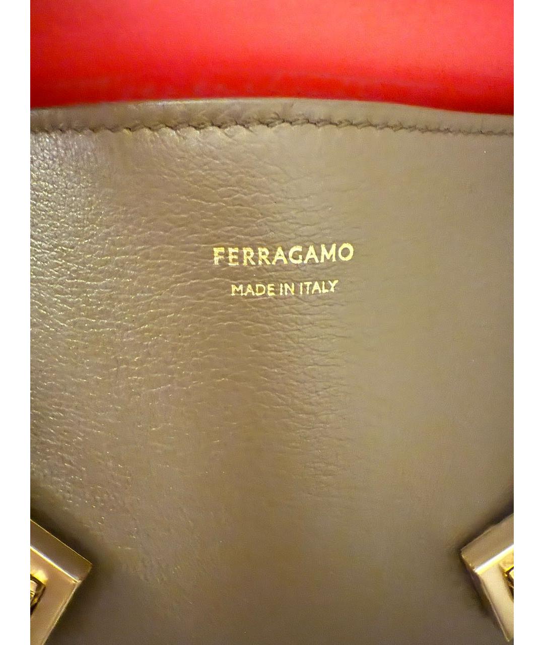 FERRAGAMO Коричневая кожаная сумка с короткими ручками, фото 6