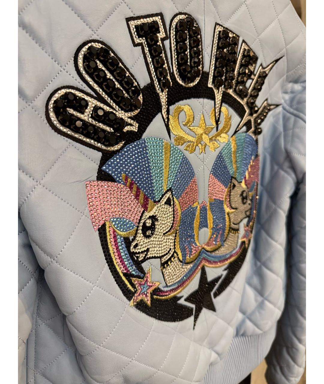 PHILIPP PLEIN Голубая кожаная куртка, фото 7