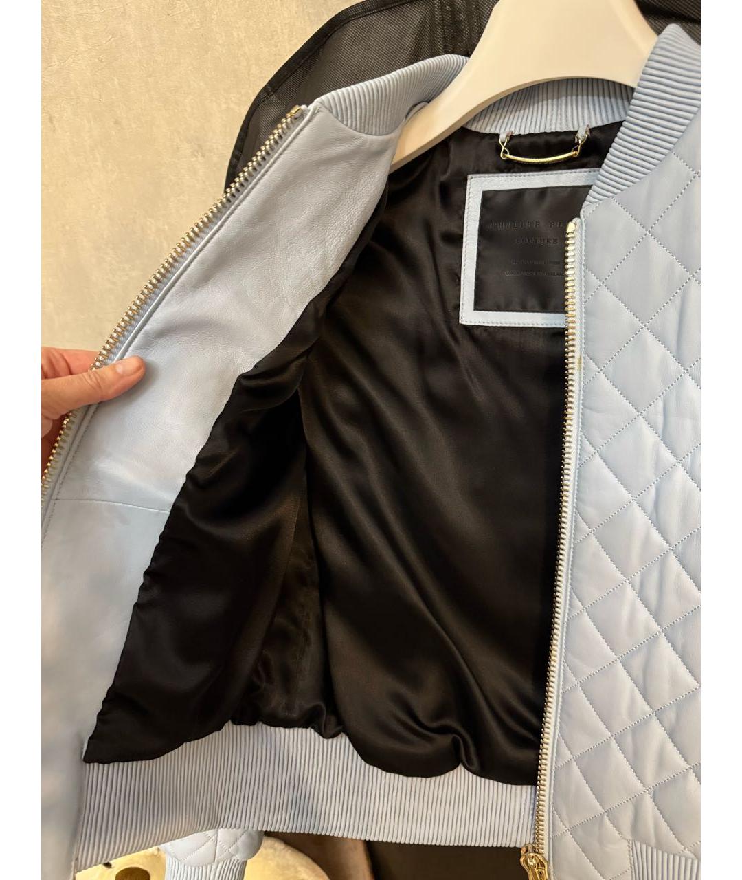 PHILIPP PLEIN Голубая кожаная куртка, фото 4