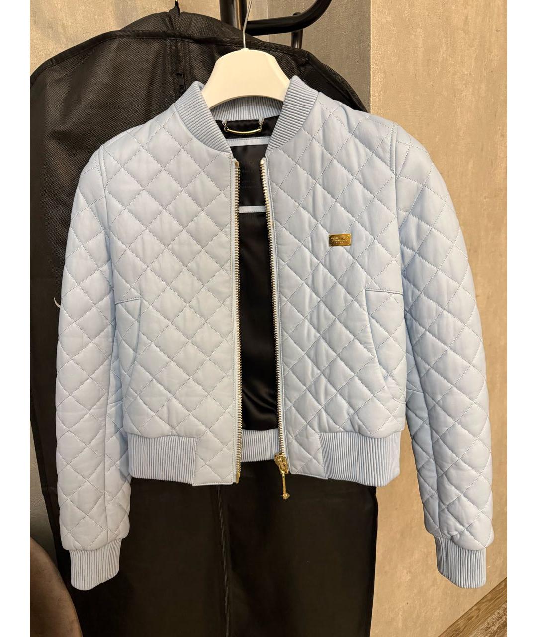 PHILIPP PLEIN Голубая кожаная куртка, фото 9