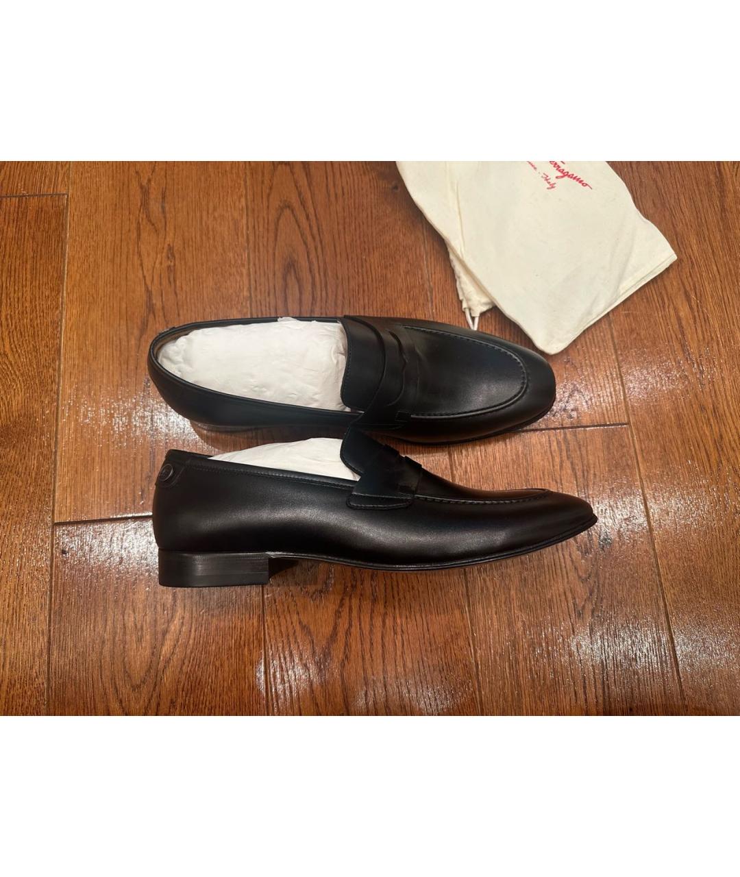 FERRAGAMO Черные кожаные лоферы, фото 6