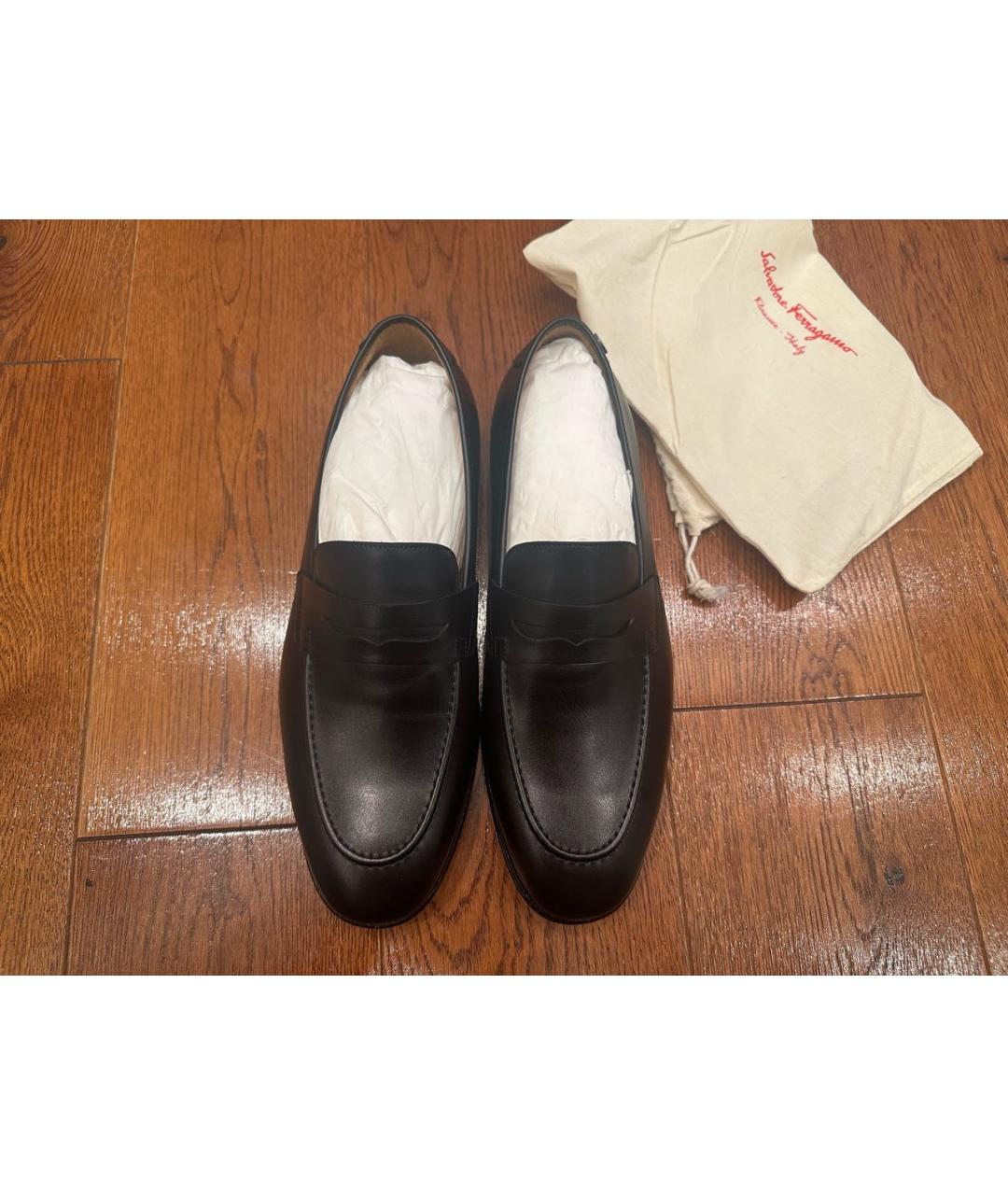 FERRAGAMO Черные кожаные лоферы, фото 5