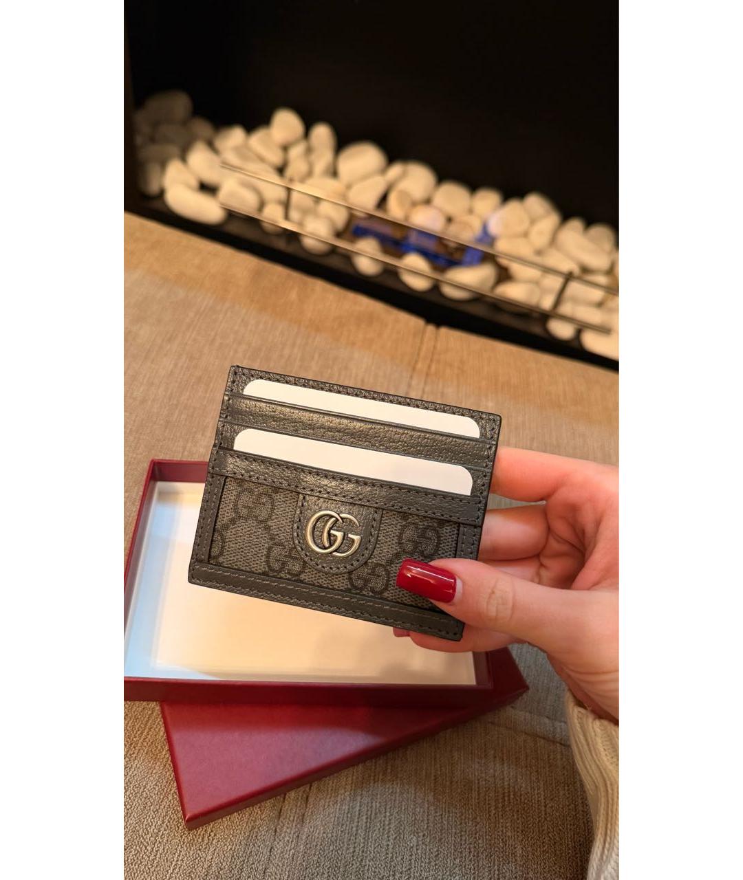 GUCCI Серый кожаный кардхолдер, фото 4