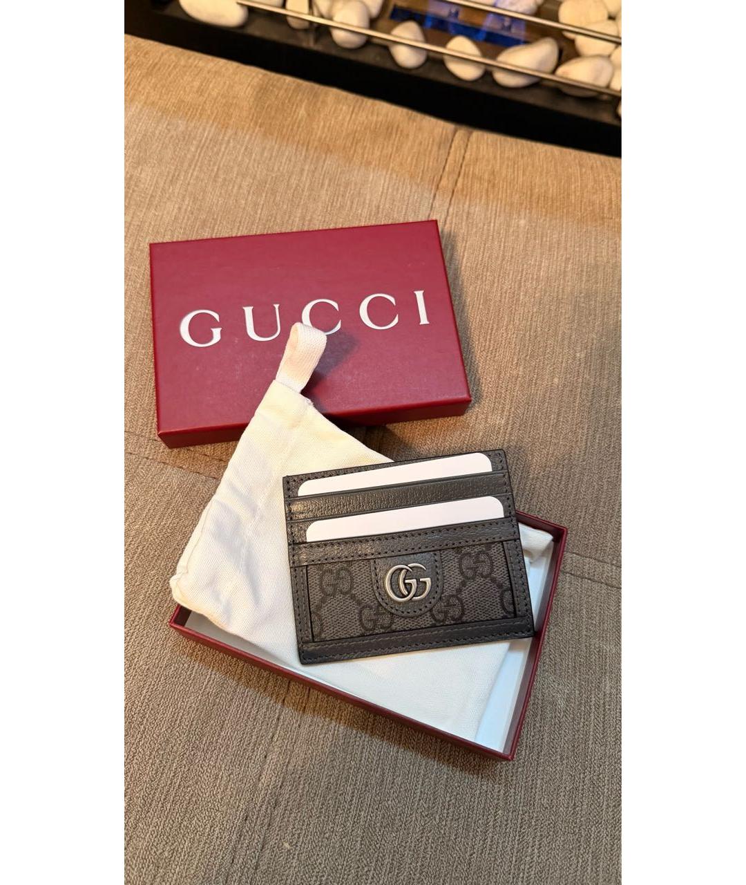 GUCCI Серый кожаный кардхолдер, фото 2