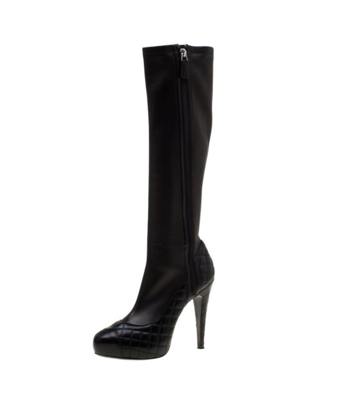 CHANEL Черные кожаные сапоги, фото 6