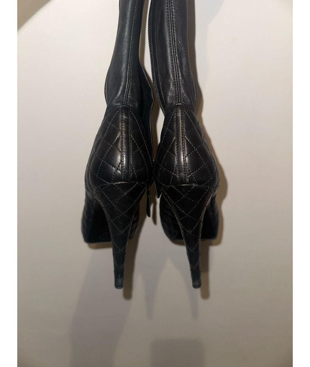 CHANEL Черные кожаные сапоги, фото 4