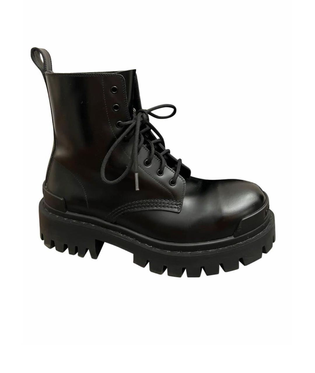 BALENCIAGA Черные кожаные ботинки, фото 1