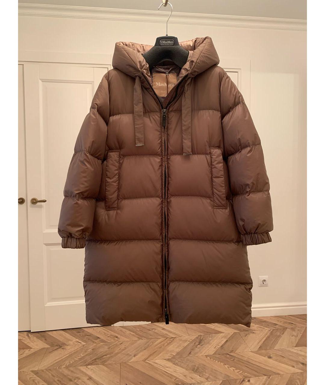 MAX MARA THE CUBE Коричневый полиэстеровый пуховик, фото 4