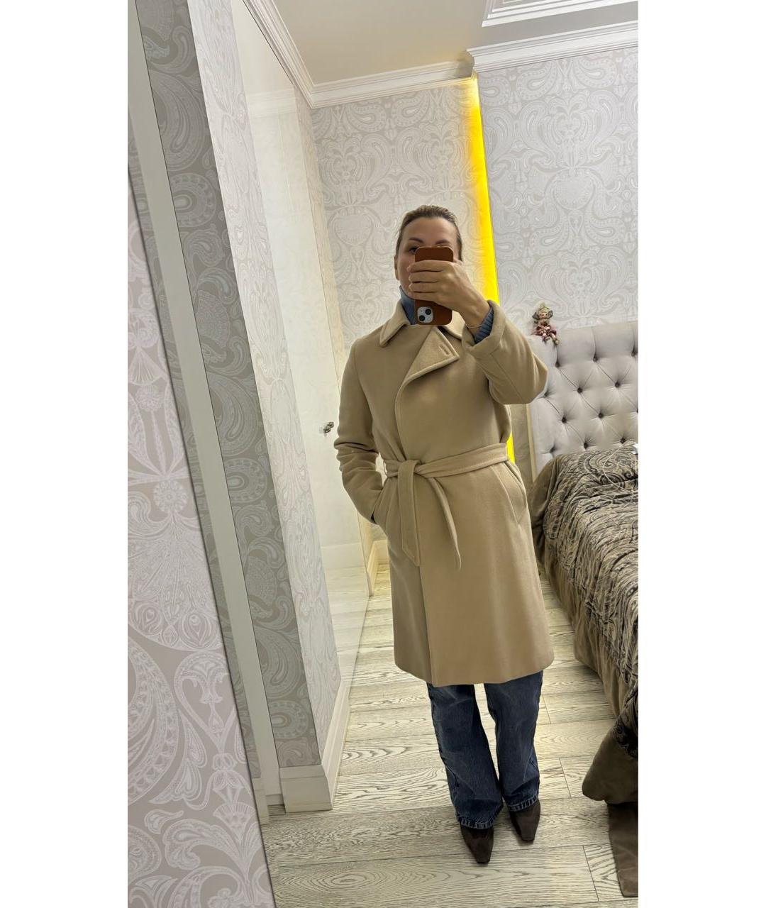 MAX MARA Бежевое шерстяное пальто, фото 8