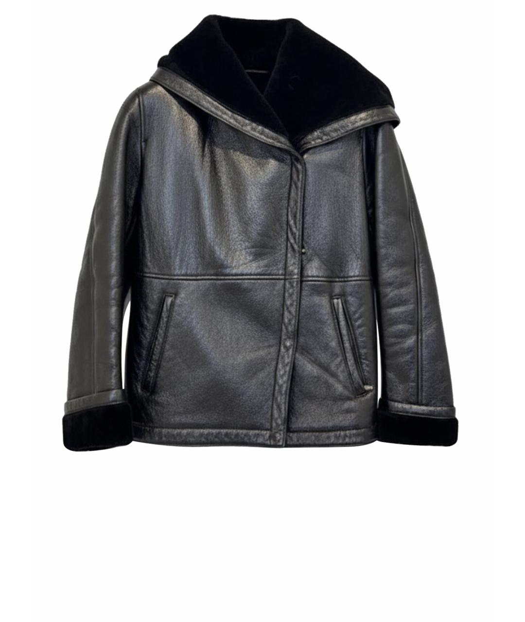 MAX MARA Черная кожаная дубленка, фото 1