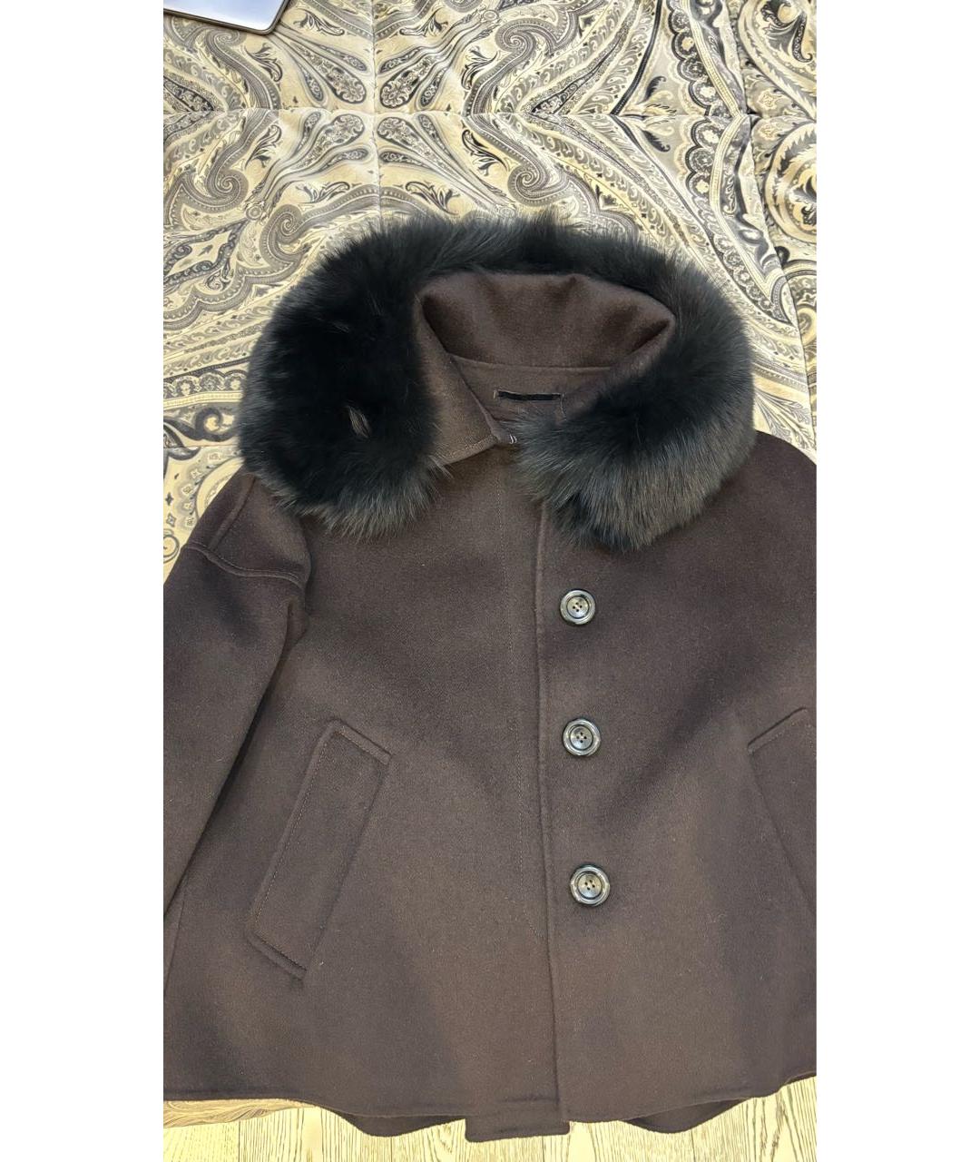 SPORTMAX Коричневое шерстяное пальто, фото 4