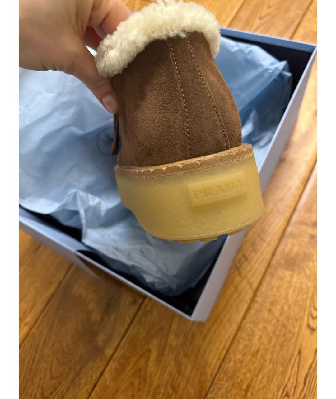 PRADA Коричневые замшевые ботинки, фото 6