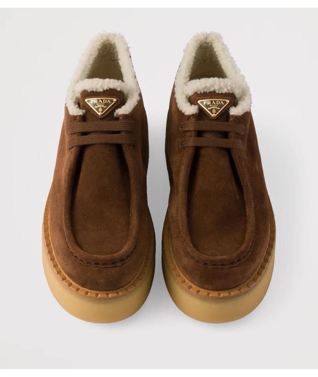 PRADA Коричневые замшевые ботинки, фото 3