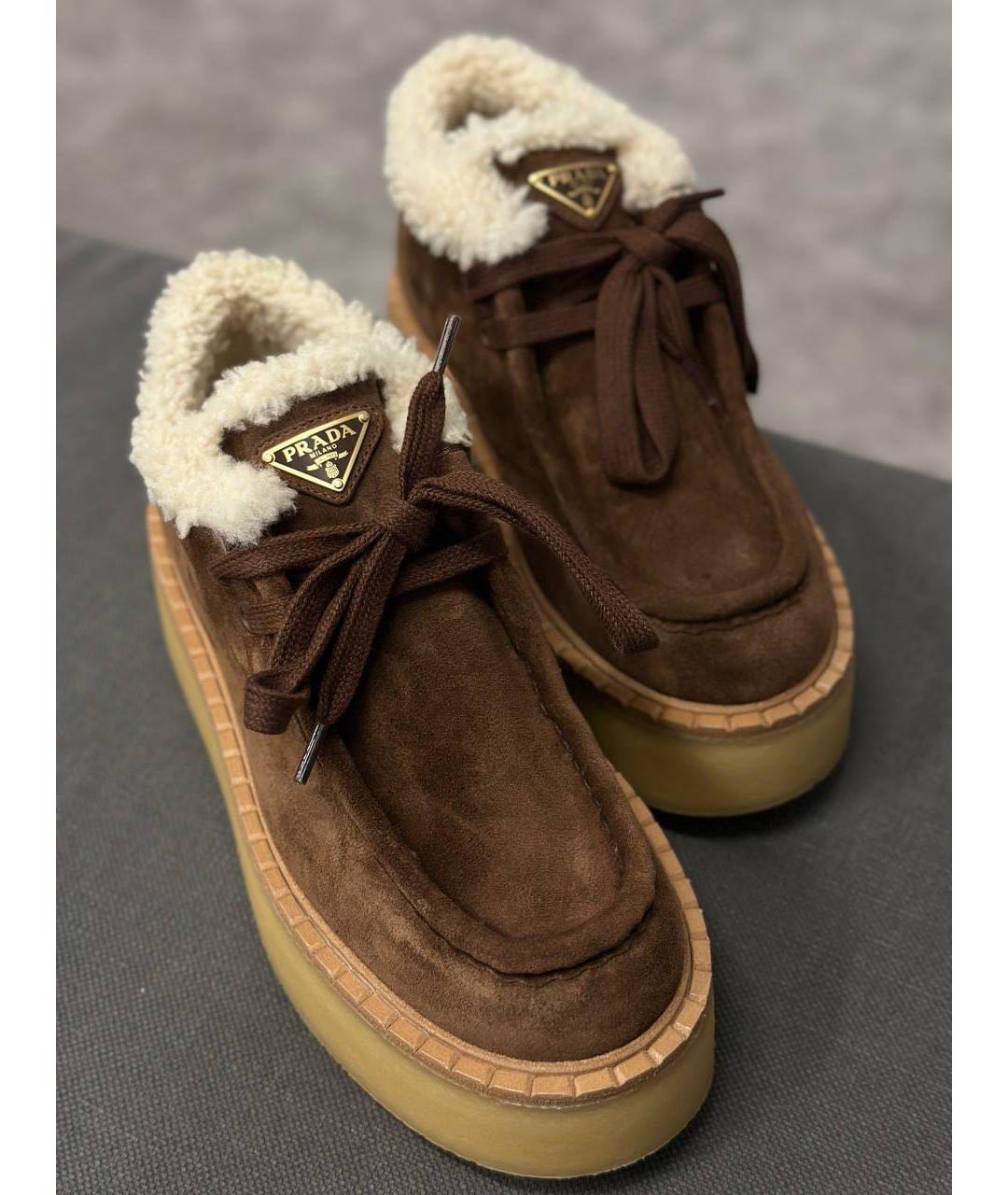 PRADA Коричневые замшевые ботинки, фото 7