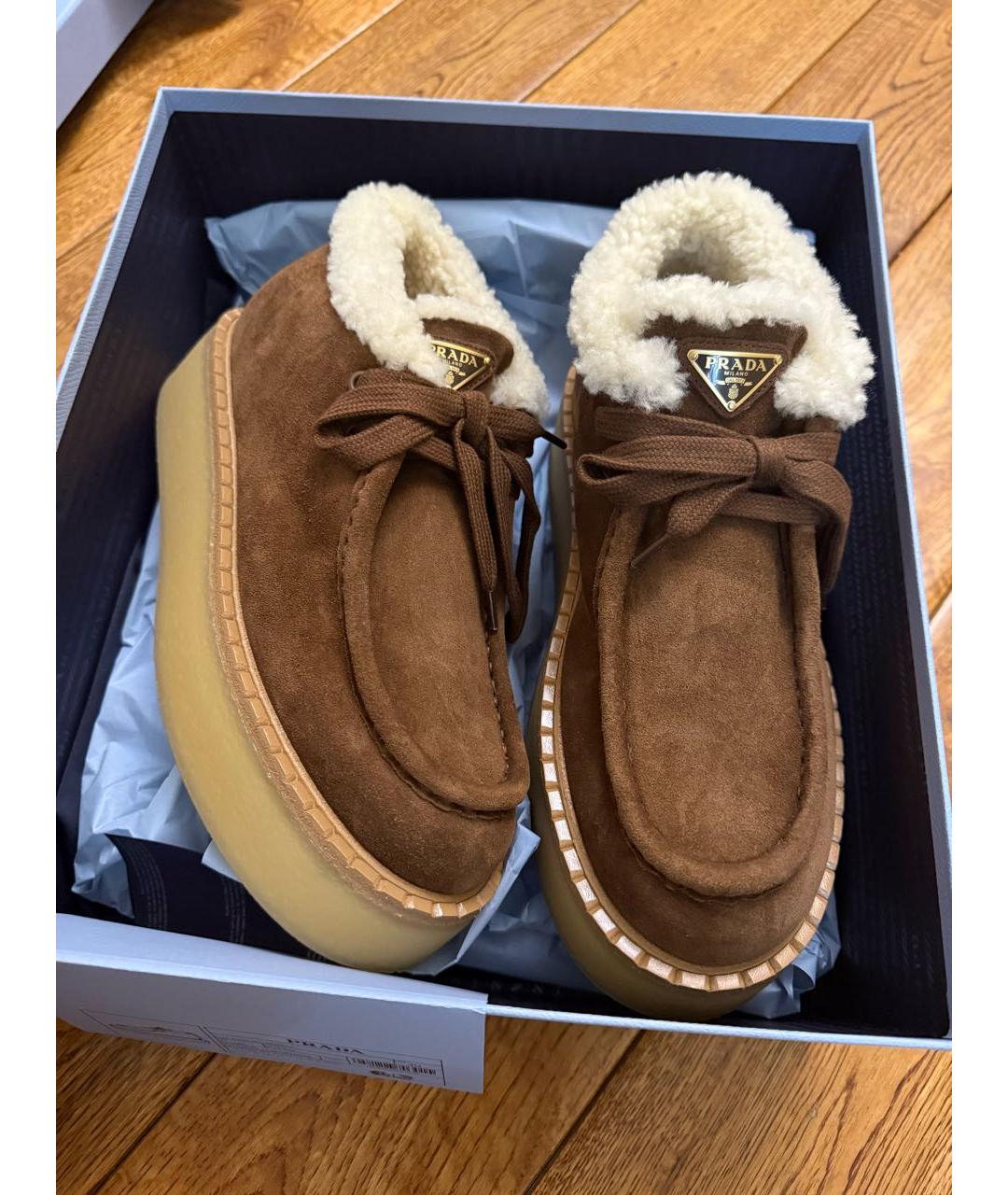 PRADA Коричневые замшевые ботинки, фото 4