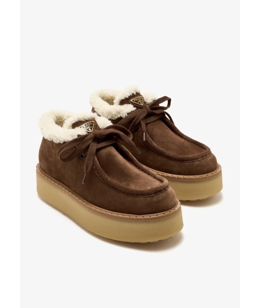 PRADA Коричневые замшевые ботинки, фото 2