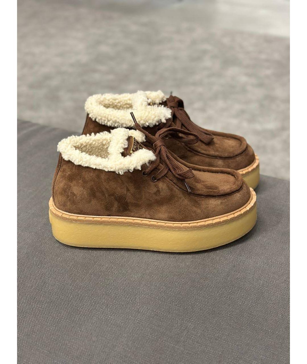 PRADA Коричневые замшевые ботинки, фото 8