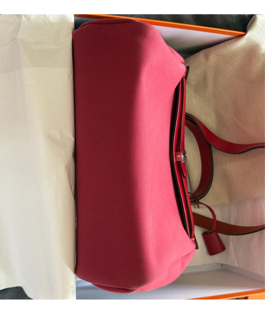 HERMES Бордовая кожаная сумка с короткими ручками, фото 4