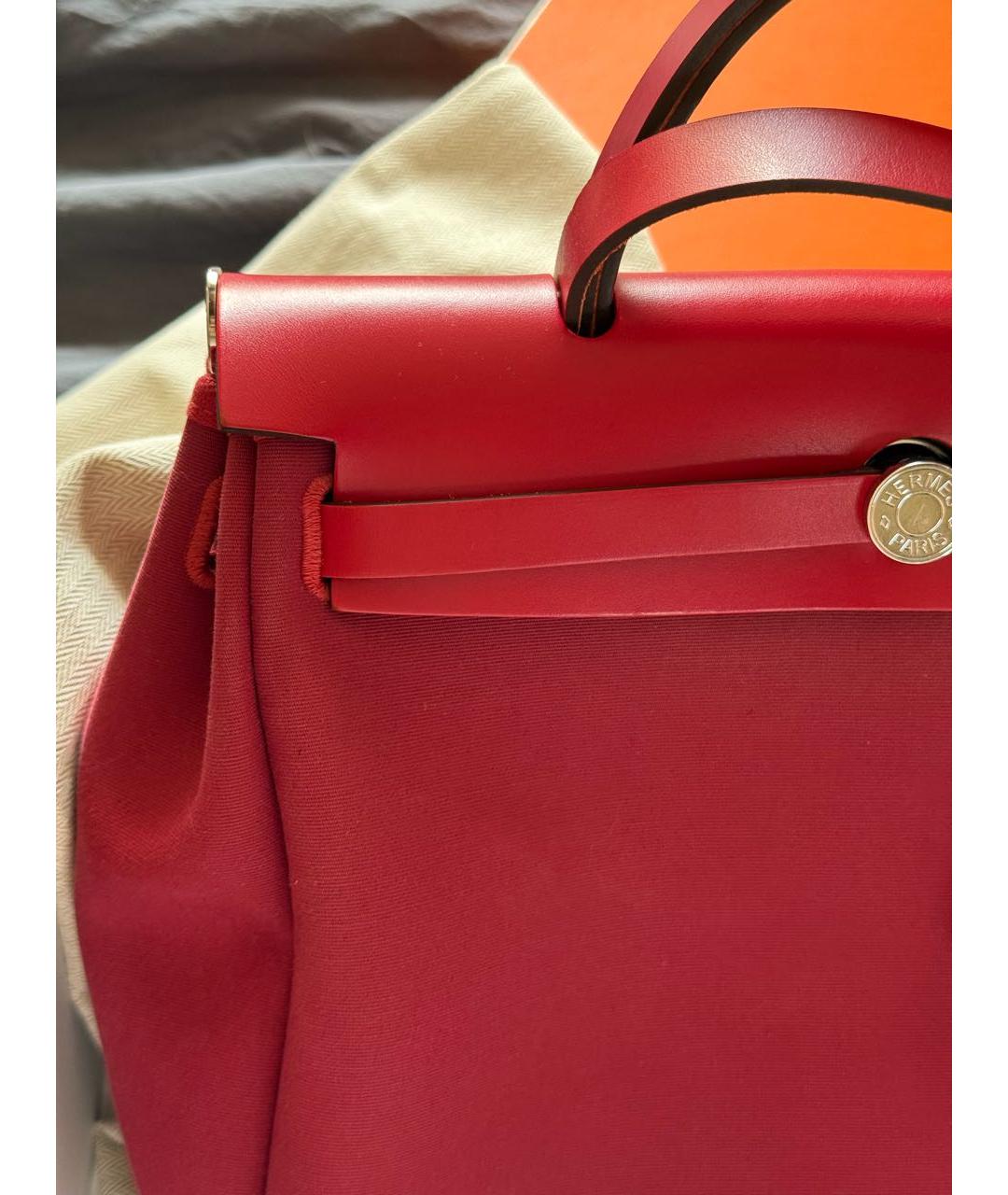 HERMES Бордовая кожаная сумка с короткими ручками, фото 3
