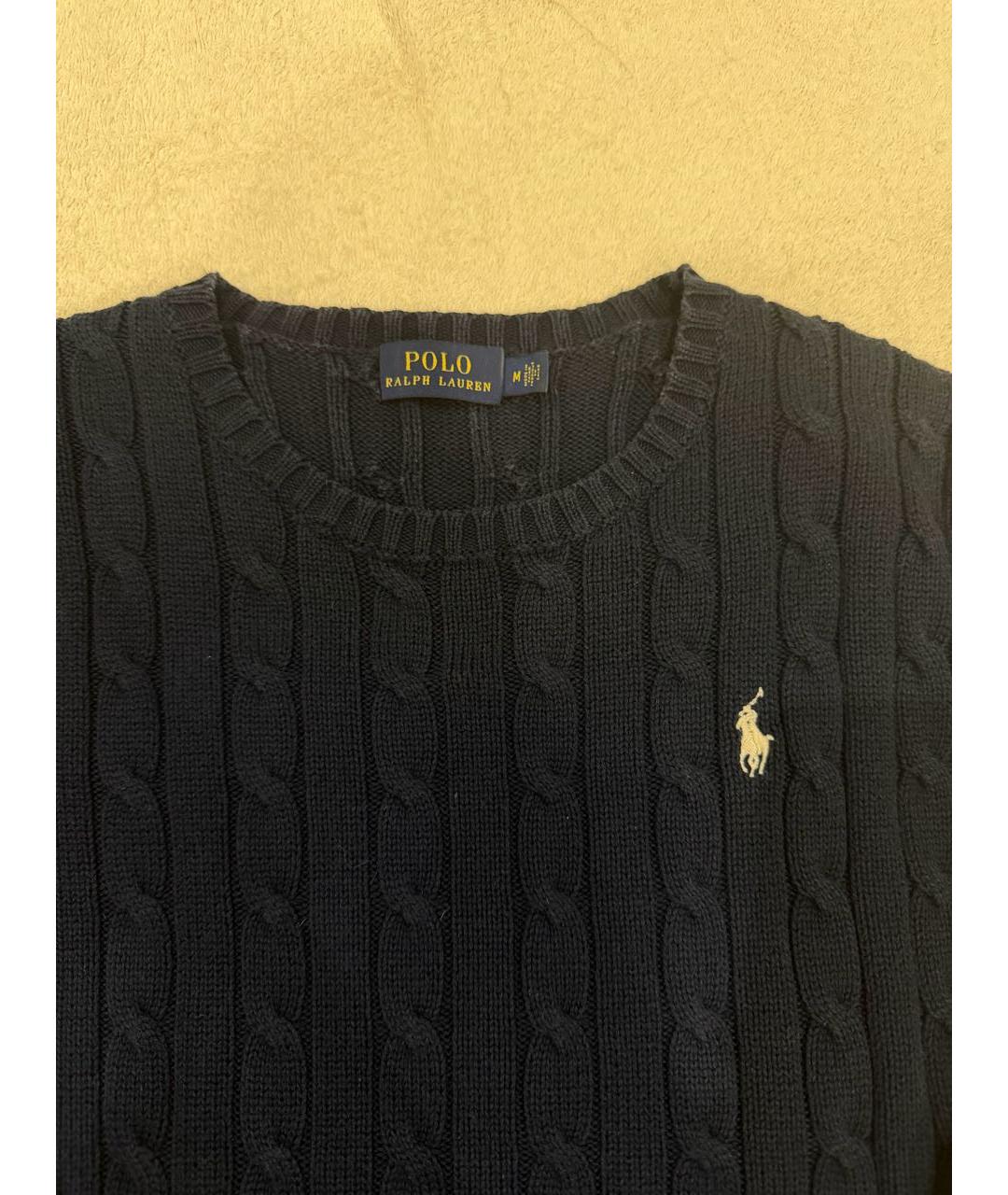 POLO RALPH LAUREN Темно-синий хлопковый джемпер / свитер, фото 2