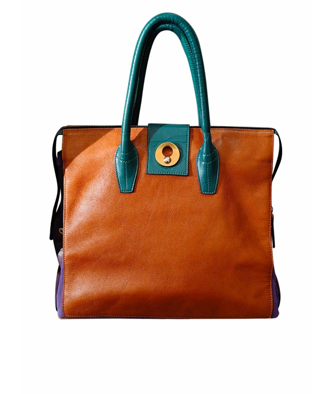 SAINT LAURENT Коричневая кожаная сумка тоут, фото 1