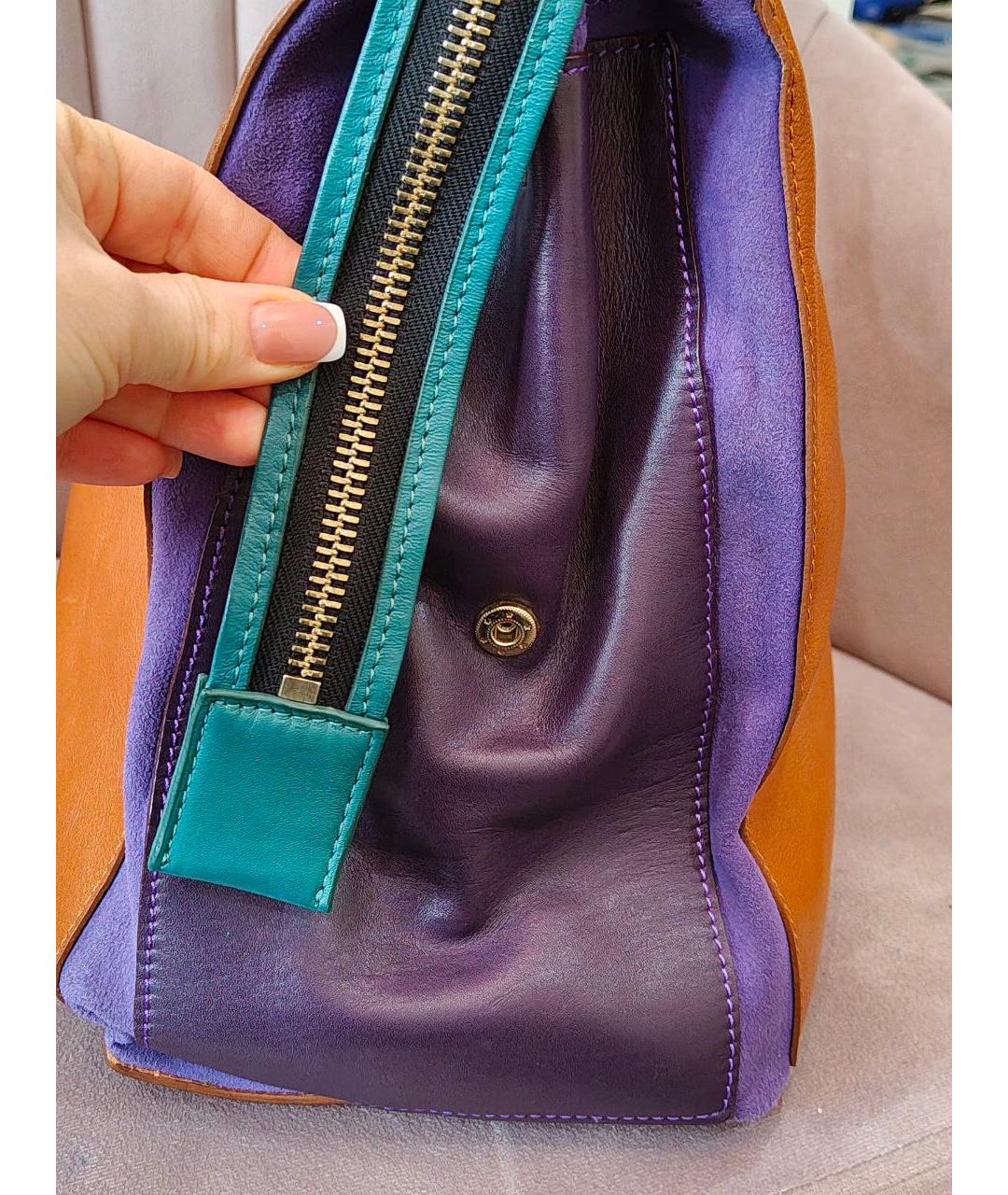 SAINT LAURENT Коричневая кожаная сумка тоут, фото 8