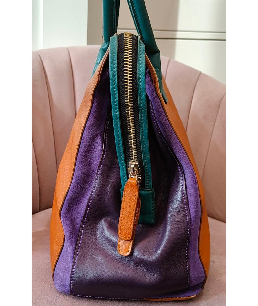 SAINT LAURENT Коричневая кожаная сумка тоут, фото 3