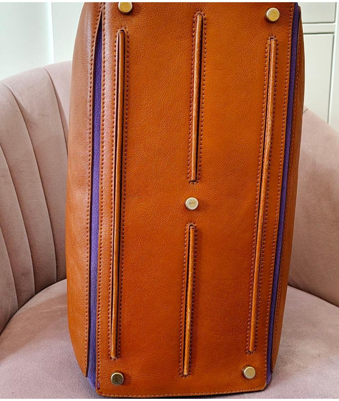 SAINT LAURENT Коричневая кожаная сумка тоут, фото 9